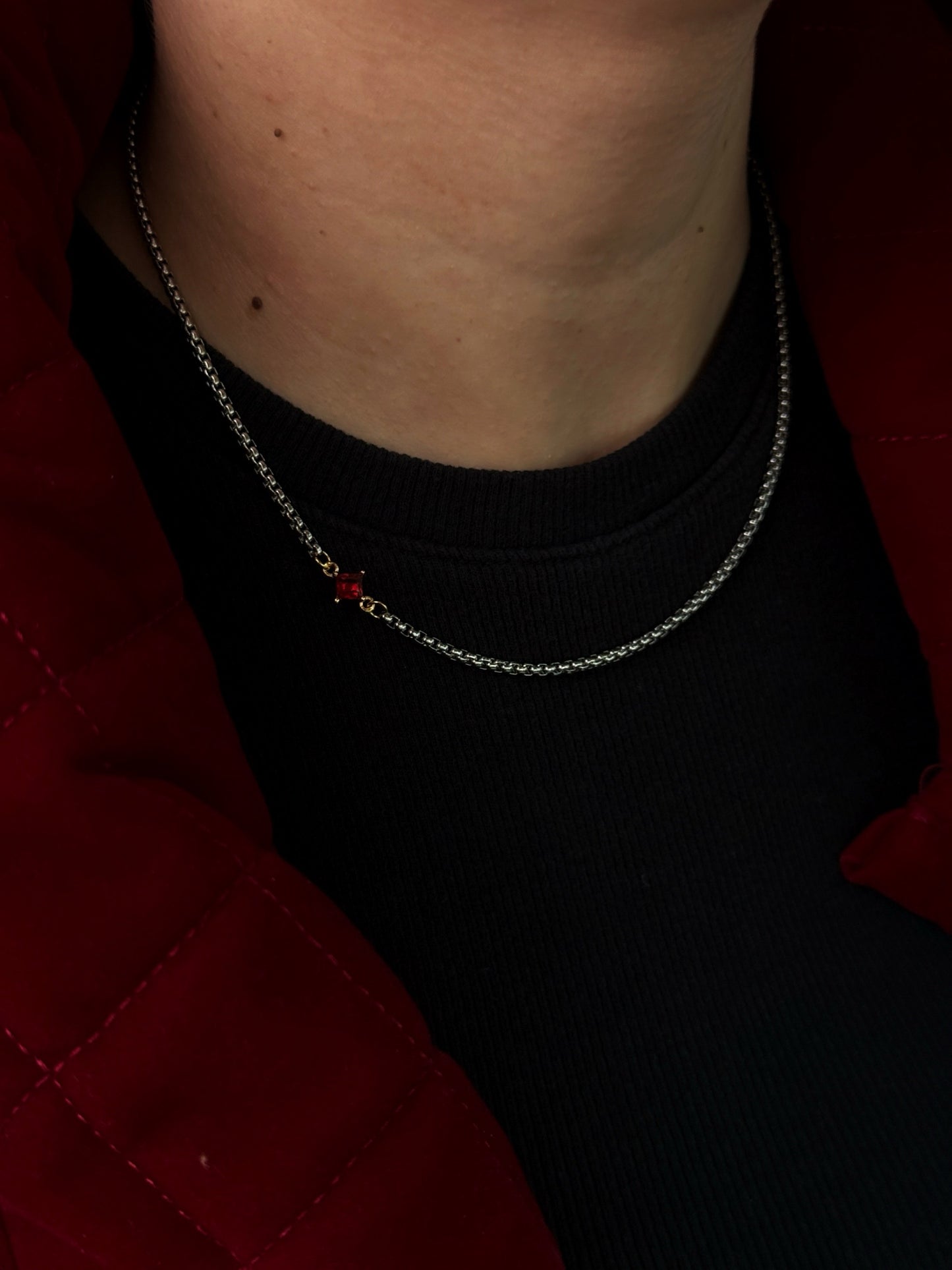 ROCIO SILVER/RED NECKLACE