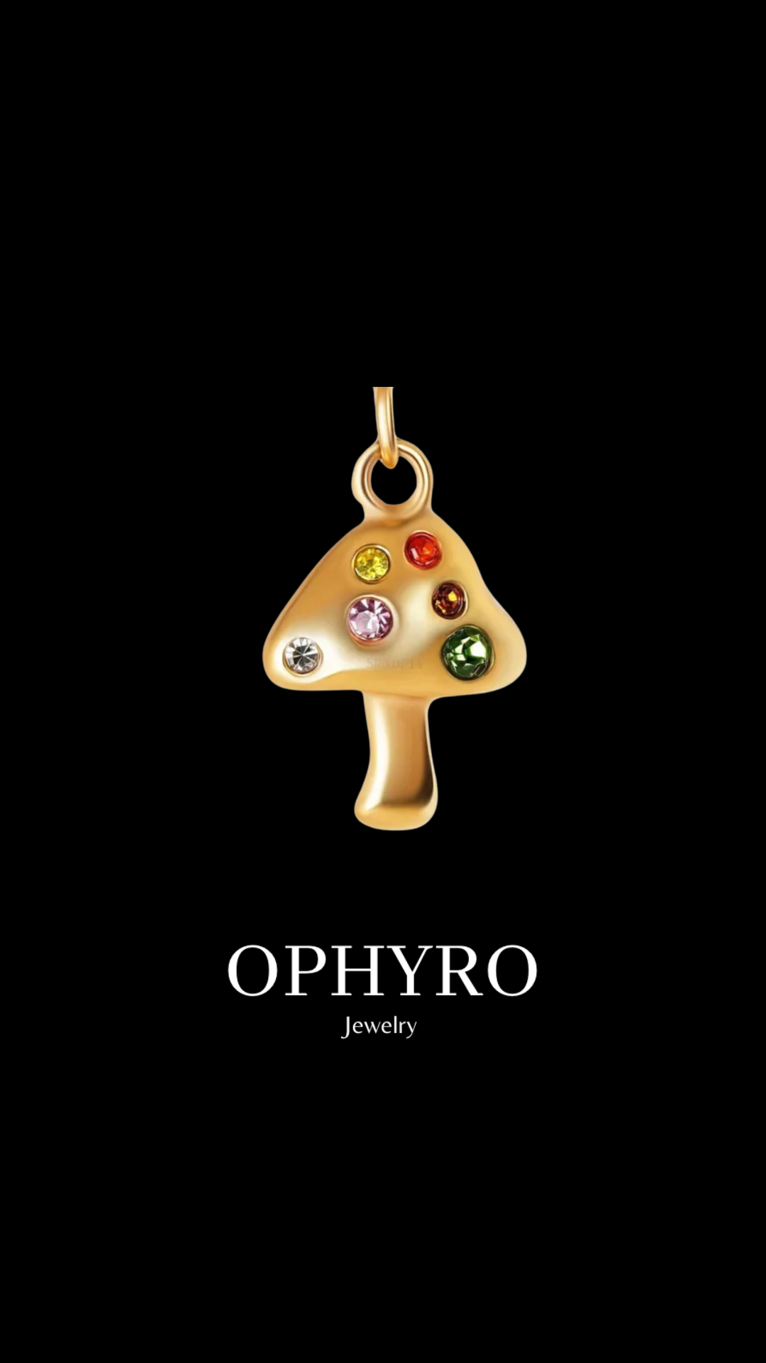 GOLD MULTICOLOR MUSHROOM CHARM NECKLACE
