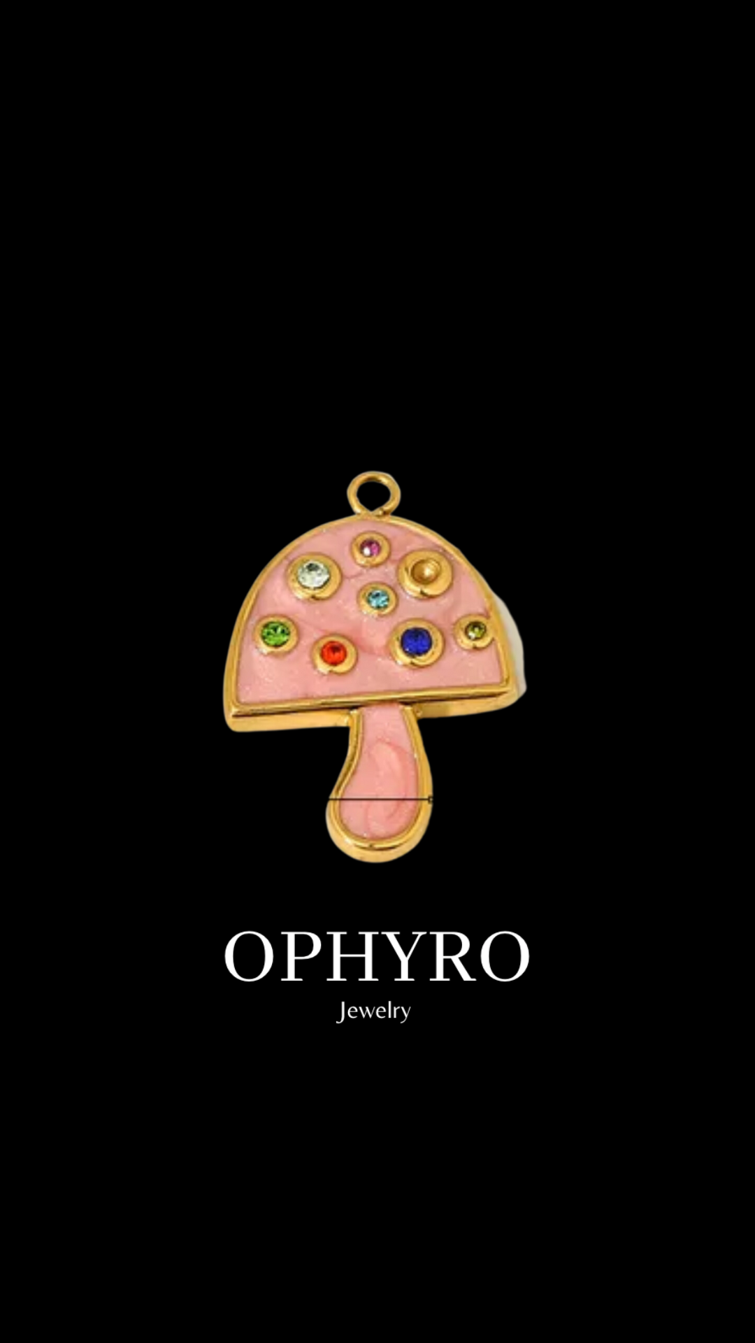 PINK MULTICOLOR MUSHROOM CHARM NECKLACE