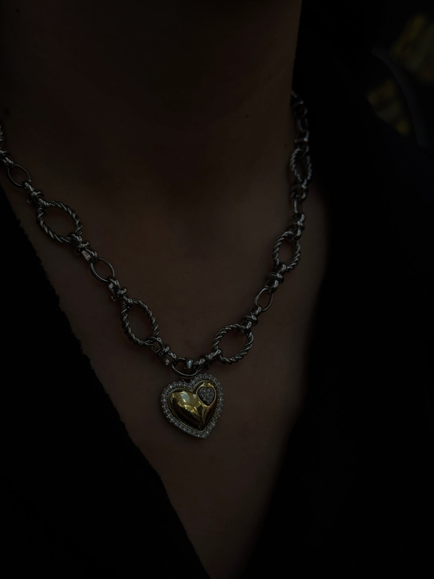 Spark Two tone Heart Necklace