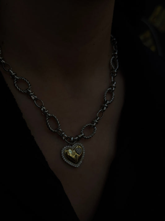 Spark Two tone Heart Necklace