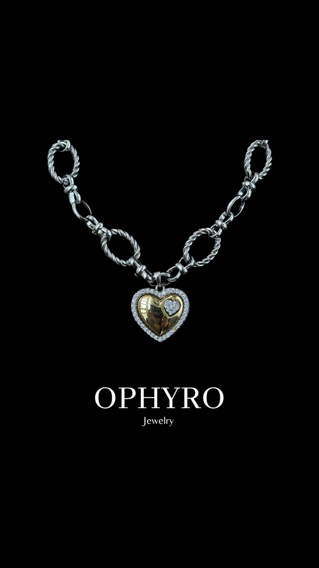 Spark Two tone Heart Necklace