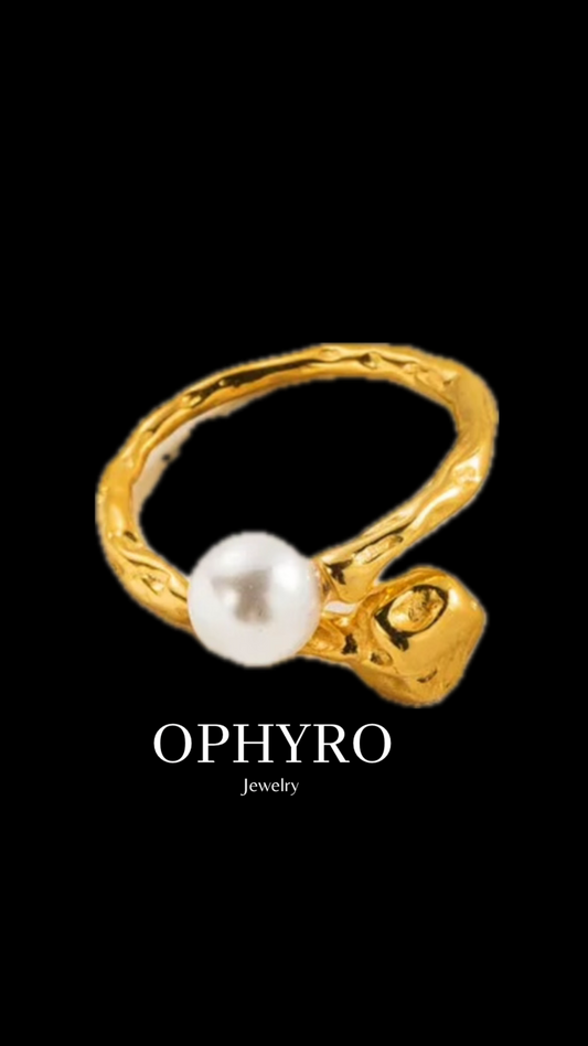 CROSSED PEARL RING