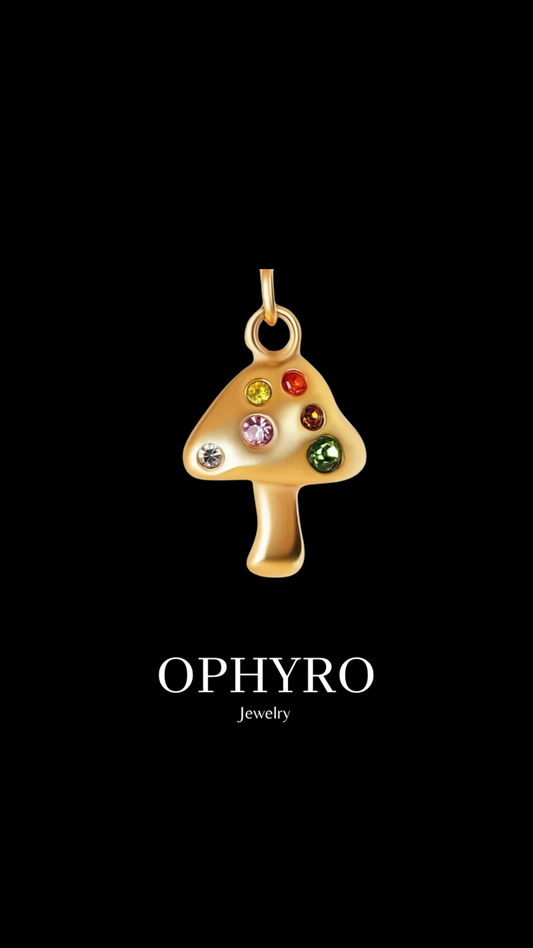 GOLD MULTICOLOR MUSHROOM CHARM