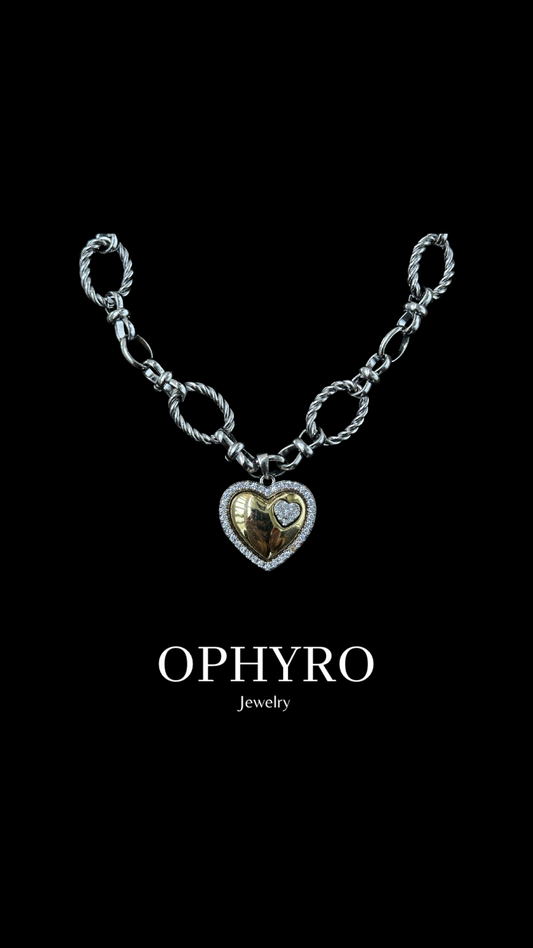 Spark Two tone Heart Necklace