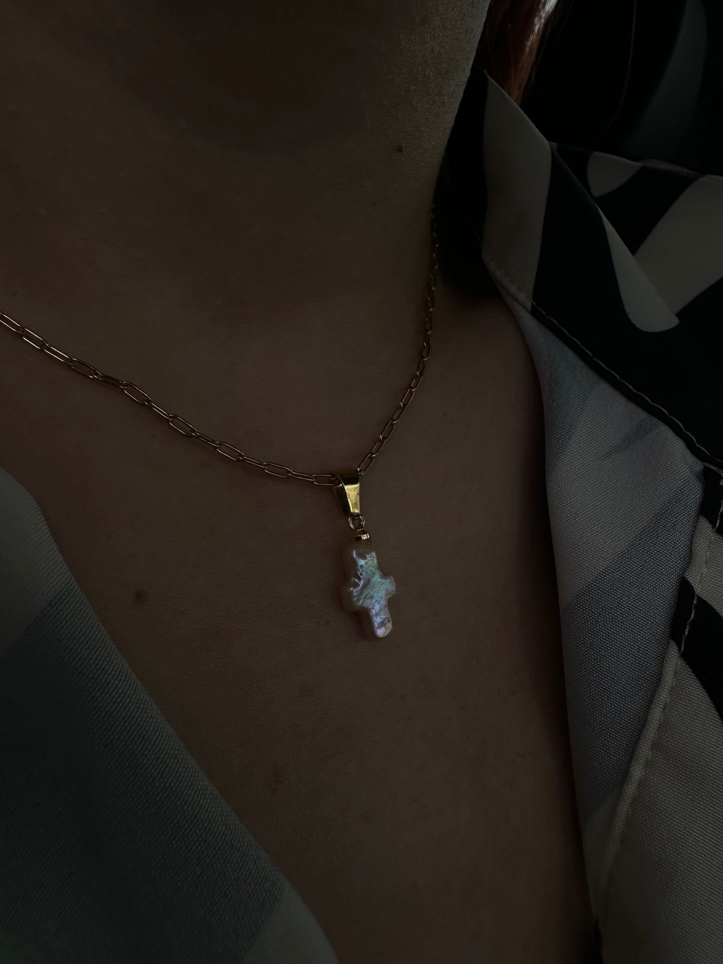 PEARL CROSS NECKLACE